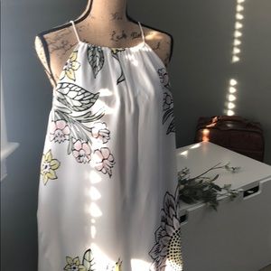 Loft white floral dress fully lined. Size M NWT